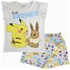 Pokémon Pikachu & Eevee Maniche a Balze Ragazze 100% Cotone Set Pigiama Corto 8-9 Anni