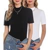 Totatuit Magliette Donna Estive Manica Corta Shirt Elegante Basic Dolcevita Maglietta Top a Collo Alto Lupetto Casual Pullover di Base Slim Fit Morbida Sexy