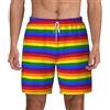 CKGODGF Costume da bagno da uomo a doppio strato con stampa arcobaleno, corda regolabile in vita e tasche per spiaggia e vacanze, bianco, XXL