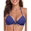 RELLECIGA Costume Donna Top a Triangolo Push up Morbido con Laccetti Navy Blu XL