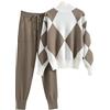 Generico Completo Pantaloni E Maglia Donna Elegante Comode Tuta In Maglia Curvy Invernale Tuta Due Pezzi Set Da Salotto Casual Completo Da Casa Sportiva Morbida Firmate Tute Oversize Anziana Complete Outfits
