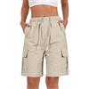 Generico Pantaloni da Lavoro Donna Multitasche Bermuda Estivi Cargo Pantaloncini Vita Elastica Leggeri Shorts Escursionismo Casual Esterno Corti per Viaggi Escursioni con 4 Tasche #0413Y