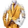 Mymyguoe Giacca di Natale da uomo, per feste, blazer, elegante giacca sportiva, tuta di Natale, per feste, per Natale, feste, stile slim fit, a maniche lunghe, per albero di Natale, gold, XL