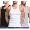 FORBEMK Confezione da 3 canotte da uomo grazie a costine sottili pettinate, in cotone biologico, non sbiadisce, non opaca, 1 grigio, 1 nero, 1 bianco, XXL