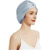 SILKTALE Berretto da Notte/Cappello in Seta di gelso, Cuffia/Turbante a Doppio Strato per Donna,Azzurro