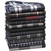 HOULIFE - Fazzoletti da uomo in tessuto di colore nero scuro, in puro cotone, motivo tartan, a righe, classico per uso quotidiano, set di 11 pezzi, 43 x 43 cm multicolore Medium