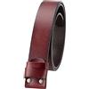 Suammiitstrieadea Cintura di ricambio Western Belt senza fibbia per uomo jeans sostituzione blu, Rosso Marrone, 125 cm, 125 cm