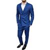 Evoga Abito Uomo Sartoriale Completo Vestito Doppiopetto gessato Elegante Cerimonia (46, Blu)