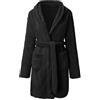 Generic Vestaglia Pigiama da Uomo Accappatoio con Cappuccio a Maniche Borsa Sauna Collo Scialle Autunno Inverno in Pile di Flanella