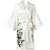 Ledamon Abito corto Kimono da donna 100% seta, Avorio, taglia unica