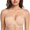 MELENECA Reggiseno Push up Imbottito Pesante da Donna con Ferretto Senza Spalline Beige 2B