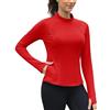 IECCP Maglia termica da donna in pile a maniche lunghe, per allenamento, corsa, atletica, con fori per il pollice, tasca con cerniera