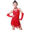 Generico Vestito Latino Americano Bambina Vestiti da Ballo Abito Latino Americano Bambina Abiti da Sala Tango Rumba Samba con Frange Ragazze Carnevale Costume di Danza per 3-12 Anni#3i9