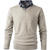 OlyljpinZ Uomo Maglione e Camicia 2 in 1 V-Collo Maglione Inverno Foderato in Pile Pullover a Manica Lunga Giacca in Maglia Felpa con Mock Shirt Collare