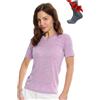 Merino.tech Maglietta Lana Donna Merino Termica Manica Corta + Calzini (Lilac Heather, L)