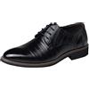 Hsternexy Scarpe in pelle da uomo leggere eleganti da cerimonia sneaker classiche Oxford stringate larghe business in pelle verniciata tradizionali A, Nero , 45