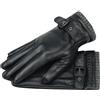 Keninll Guanti da uomo in vera pelle di agnello, foderati in pile, compatibili con touchscreen, morbidi e caldi, per ciclismo e guida, Nero (fodera in pelle), L