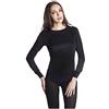 Jasmine Silk Pura Seta Maglia termica a maniche lunghe, strato base (Nero) Large