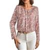 Vuncio Maglietta Donna Manica Lunga Top Eleganti Donna Particolari Vintage Comode Camicie Donna Invernali a Fiori Taglia Forte Sport Vacanza Casual Tunica Bluse T Shirt (Pink, XXL)