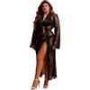 ohyeahlady Vestaglia Sexydonna Hot Curvy Mare Taglie Forti Copricostume Kimono con Pelizoma Copertura Costume da Bagno Lingerie Sexy Intimo Curvy Abbigliamento da Spiaggia Elegante Nero,XL