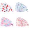 LIAOPUFUS 4 Pezzi Cappello Scrub Turbante Elastico Annodato Berretto Stampati Colorati Cappello in Cotone Unisex con Fascia Sudore e Bottone