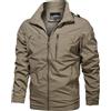 Cexiakong Giacca da uomo impermeabile casual con cappuccio softshell foderato in pile giacca da corsa tattica militare lavoro pesca caccia arrampicata autunno inverno, cachi, XL