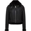 Infinity Leather Giacca da Volo Bomber da Aviatore in Pelle di Montone Shearling B3 Nera da Donna