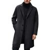 Mymyguoe Cappotto invernale da uomo da lavoro, giacca di lana con taglio lungo, cappotto da uomo, abbigliamento da lavoro, tinta unita, giacca a vento, Nero , XS