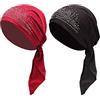 YJZQ Bandana da donna plissettata, con elastico e strass, foulard in stile etnico, per persone che si sottopongono a chemioterapia o che soffrono di alopecia