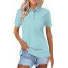 Generic Polo da donna Top a maniche corte 2025 estate colore brillante cotone leggero manica corta colletto top casual, Azzurro, XXL