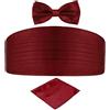 DonDon set di 3 pezzi da uomo, contenente fascia da smoking, papillon e fazzoletto da taschino, tutti dello stesso colore per occasioni festive