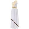 Miutii Abito da Donna Dea Greca Costume Vestito Greco Bianco a Spalla Singola Toga Antica Eldes Abito Romano Abbigliamento, champagner, S