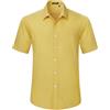 HISDERN Camicia Giallo da Uomo a Maniche Corte Camicia Elegante da Uomo vestibilità Regolare Estiva Solida con Tasca sul Petto,L