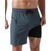 Arcweg Pantaloncini da Bagno da Uomo 2 in 1 Impermeabili da Spiaggia con Tasche con Zip e Fodera a Compressione per L'Estate in Spiaggia o in Piscina Grigio XXL(EU)