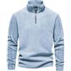 Generic DENGJIAMY Felpa in pile con zip a un quarto da uomo vintage polo felpa tinta unita alla moda a collo alto felpe primaverili a maniche lunghe, Z21 Azzurro, M