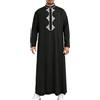 Generisch Thobe Tradizionale Uomo Manica Lunga e Ricamo Oro Abbigliamento Arabo Musulmano Caftano Abaya Vestita Vestita Preghiera Abbigliamento Islamico Medio Oriente Abbigliamento Preghiera, Nero , S