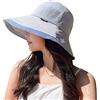 FEOYA Cappello da sole piatto da donna in cotone anti-UV Estate Spiaggia Ampio bordo per tempo libero pieghevole a forma di fiocco farfalla taglia 56-58, blu, Taglia unica