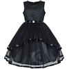 Sunny Fashion Vestito Bambina Fiore Blu con Cintura Nozze Festa Damigella d'Onore 4-12 Anni