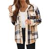 Generisch Giacca in flanella da donna: camicia a scacchi da donna giacca da mezza stagione giacca a maniche lunghe shacket cappotto flanella giacca button down camicia risvolto camicia calda cotone invernale