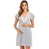 BLOMDE Camicia da Notte Parto Ospedale Premaman Allattamentoal Seno Camicia da Notte -Grigio_M