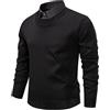 Duohropke Maglione da uomo finto in due pezzi, maglia fine, collo camicia, maglia a maniche lunghe, con scollo a V, per il tempo libero