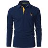 VMSUCIJ Polo Uomo Manica Lunga Cotone Ricamo Giraffa Golf Poloshirt con Tasca,09-blu1,M