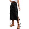 aromm Donna Cargo Gonna Lunghe sotto Ginocchio Gonne Jeans Vita Alta con Tasche, Nero, L