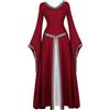 Generic Abito Medievale Donna Popolana, Abito Medievale Donna Rinascimentale Abito Vittoriano Maxi Lungo Vestito Gotico Donna Gotico da Palazzo Principessa Abito Carnevale Festa Halloween con Maniche Svasate
