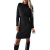 KBOPLEMQ, abito in maglia da donna, abito avvolgente, completo in due pezzi, maglione e vestito, set elegante, caldo, tunica, miniabito, bodycon, 2 pezzi, autunno e inverno, maglione, pullover, O nero