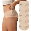 SHARICCA Biancheria intima da donna senza cuciture No Show Hipster Mutandine invisibile leggero Nuage Bikini Slip Microfibra Pack, Tutto Nudo, X-Small