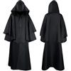 Duohropke Mantello con cappuccio per adulti, gotico, mantello lungo, medievale, rinascimentale, sacerdote, felpa con cappuccio, poncho taglie forti, Halloween, carnevale, cosplay, vampiro, Nero , XXL