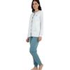 Viterbo Biancheria Pigiama Donna Caldo Cotone Interlock IRI2437 Abbottonato con Bottoni Manica Lunga Autunno Inverno (Sugar/Verde Polveroso, L)