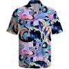 Tiorhooe Camicia da Uomo Hawaii Anni 80, Camicia Hawaii a Maniche Corte, con Bottoni, Camicia Hawaii Retro, Lilla 1, L
