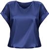 Generic Maglietta a Maniche Corte in Raso a Maniche Corte da Donna Primavera Estate T-Shirt Girocollo Casual Allentata Camicette Bianche da